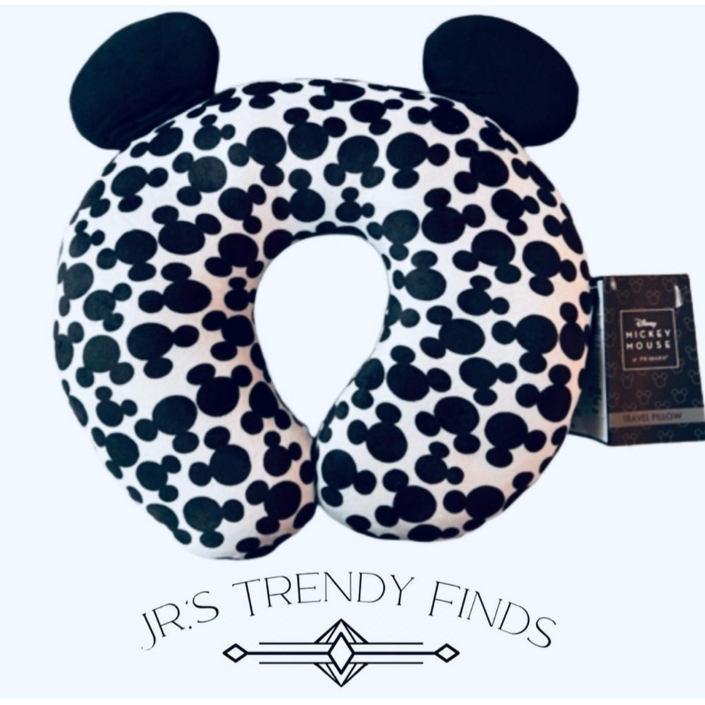 Disney Mickey Mouse U-Shape Travel Neck Pillow – Black & White – NWT